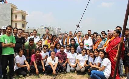 Participants from the Ministry of Forests and Soil Conservation, the embassies of the UK, Finland and Switzerland, and MSFP at the World Environment Day 2014 plantation